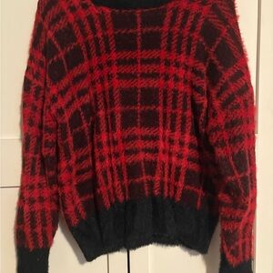 Time and Tru Red and Black Plaid Sweater